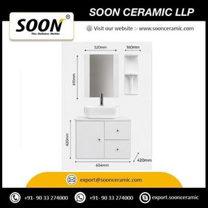 Mueble de Baño Moderno con Lavabo Integrado de Cerámica y Aleación de Aluminio, Resistente al Agua, con Espejo y Gabinete, Calidad de Hotel, Color Blanco - Product Image 3