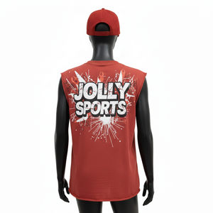 Débardeur Sportif Femme en Coton Épais Rouge Style Urbain avec Logo Graphique – T-shirt Sans Manches en Coton pour Femme - Product Image 2