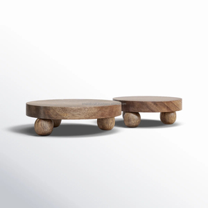 Nouvel arrivage direct usine : Lot de 2 plateaux surélevés en bois de manguier massif, durables, avec pieds et poignées, pour table à manger, pour le Ramadan - Product Image 1