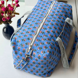 Sac de voyage matelassé en coton Trend Nomad Bloom, grand sac fourre-tout écologique à fermeture éclair, sac de sport artisanal pour femme, doux et confortable à porter - Product Image 1