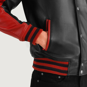 เสื้อแจ็คเก็ตหนังผู้ชายแบบ Letterman ติดกระดุมหน้า สไตล์วิทยาลัย เสื้อแจ็คเก็ตหนัง Letterman ขายส่งสำหรับผู้ชาย - Product Image 5