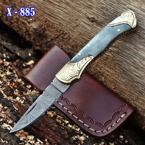 OEM Handmade Damascus Steel Fixed Blade Hunting <b>Knife</b> with Polished <b>Bone</b> <b>Handle</b> for Outdoor & Tactical Use - Product Image 1
