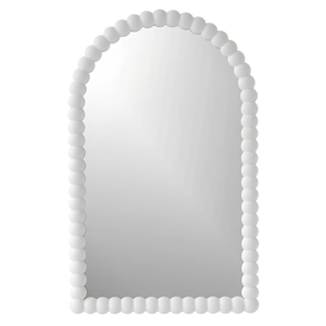 Espejo de pared artesanal con marco de madera tallada Smart Art, marco decorativo semicircular blanco de MDF, decoración moderna para la sala de estar. - Product Image 2