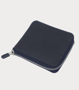 2026 High Quality Genuine Leather Men's <b>Wallet</b> Navy Blue Bi-Fold Closure Short Length Lightweight Fashion Daily OEM Custom Logo - Product Image 2