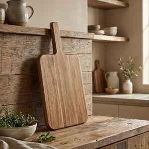 Tabla de cortar de madera de acacia natural directa de fábrica con asa, tabla de cortar rectangular grande de madera para cocinar en la cocina. - Product Image 1