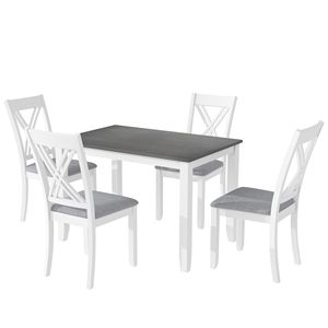 Minimalist <b>Rustic</b> 5-Piece <b>Dining</b> Room Set <b>Wood</b> <b>Table</b> with 4 Back Chairs for Small Spaces - Product Image 6