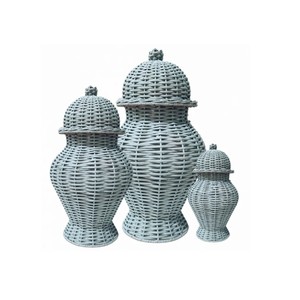 Vases en rotin rustique, style urne, pour décoration intérieure, tressés, bohèmes, vintage, pour fleurs, fabriqués au Vietnam - Product Image 1