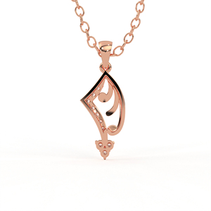 Aarinya Colgante Delicado Curvo con Diseño de Ola Asimétrica Chevron Swirl Pave, de Oro 9K Blanco-Rosa-Amarillo, con Llama y Piedras Cultivadas en Laboratorio, Certificado IGI - Product Image 4