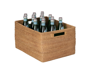 Artex HaiNam Natural Rattan <b>Storage</b> <b>Basket</b> <b>Rectangle</b> With Handles Rustic Multi-Purpose Organizer - Product Image 4