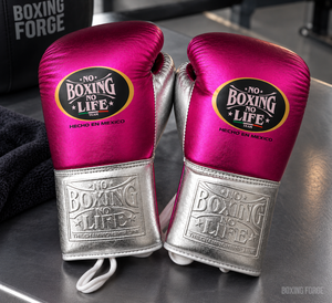 No Boxing No Life Boxing Gloves Pink Silver Laced Training Gloves Embossed Logo Hecho En Mexico Unisex Adult - Product Image 4