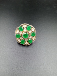 Amaira Jewels Floral <b>Cocktail</b> <b>Ring</b> Green Doublet 18K <b>Gold</b> Plated Women's Classic Adjustable Handmade Ethnic Rajasthan for - Product Image 5