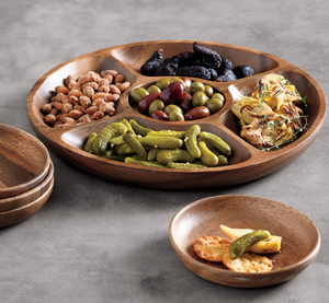 Vaisselle de cuisine : Bol de service, plats et assiettes, plateau à noix en bois naturel, plateau décoratif pour mariage, bol à fruits secs - Product Image 1