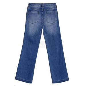 Jeans en denim bleu décontracté et sexy pour femme, coupe droite, taille élastique, lavable, écoresponsable, style streetwear - Product Image 2