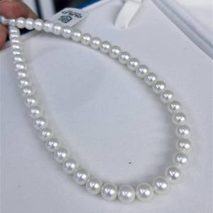 Collier en perles d'eau douce de 8-9 mm en gros avec boucle en argent S925, collier de beauté impeccable - Product Image 1