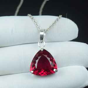 Pendentif en rubis rouge impeccable taille triligne en argent sterling 925, cadeau bijou pierre de naissance de juillet - Product Image 4