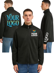 Custom Children Men's Plus Size Quarter-Zip Collar Zip-Up Sweatshirt 100% Cotton Winter Thin Style Customizable Front Back - Product Image 2