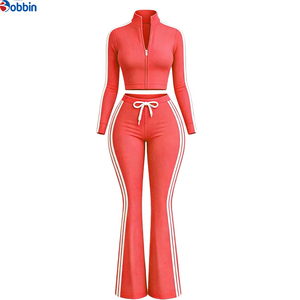 Conjuntos Deportivos de Moda para Mujer con Logotipo Personalizado, Pantalones Deportivos Bordados, Top de Manga Larga con Cierre, Conjunto de 2 Piezas - Product Image 2