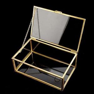 Customized Glass Jewelry <b>Box</b> With Gold Frame For Storage And Display Jewelry Organizer - Product Image 3