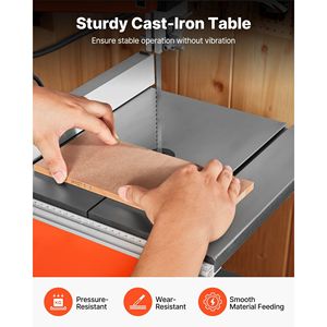Sierra de cinta de banco de 2 velocidades y 10 pulgadas con motor de 373W y 1/2 HP, altura máxima de corte de 6 pulgadas, mesa de hierro fundido de 13.2 x 13.4 para máquinas de aserrado de madera - Product Image 6
