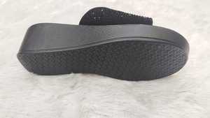 Women Black Rhinestone Wedge Sandals <b>Open</b> <b>Toe</b> Slip On Embellished <b>Platform</b> <b>Heels</b> Fashion Footwear for Party and Evening Wear - Product Image 5