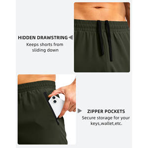 Pantalones cortos de poliéster y algodón para hombre, informales, de tela de estambre, con cierre de cremallera, ecológicos, cómodos, para correr, con estampado personalizado. - Product Image 5