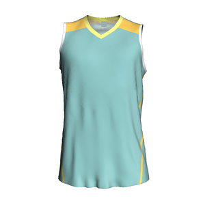 เสื้อบาสเก็ตบอลแบบซับลิเมชั่นสั่งทำพิเศษสำหรับผู้ชาย คอวี แขนกุด ตัดต่อสี ระบายเหงื่อได้ดี ผลิตจากโพลีเอสเตอร์ ชุดกีฬา - Product Image 4