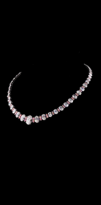 High Jewelry Luxury Designer Bridal Wedding <b>Statement</b> <b>Necklace</b> Elegant 18K Solid Gold Tennis Oval - Product Image 3