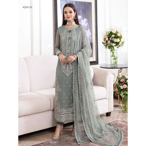 Robe d'été pour femmes, style pakistanais, design traditionnel, en mousseline de soie, best-seller, robe de soirée non cousue, design de créateur - Product Image 1
