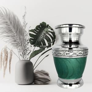 Urna Conmemorativa para Cenizas Humanas y de Mascotas, Pequeño Recuerdo con Grabado en Esmalte Blanco Niquelado, Capacidad de 200 Pulgadas Cúbicas, Estilo Americano - Product Image 4