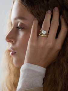 <b>Diamond</b> Engagement <b>Rings</b> Heart Cut Lab Grown Georgian Prong Set Sparkling 14K 18K Solid Gold Solitaire Wedding Band Fine Jewelry - Product Image 6