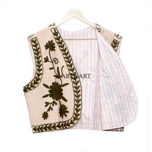 เสื้อกั๊กสตรีทแวร์ปักมือ 100% คอร์ติไซซ์  แบบเปิดด้านหน้า แขนกุด คอทรงโอ ระบายอากาศได้ดี เหมาะสำหรับงานปาร์ตี้ - Product Image 6