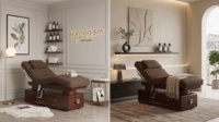 Table de Soin Esthétique Électrique à 4 Moteurs, 14 cm d'Épaisseur, en Latex de Luxe, Chauffée, pour Soins du Visage et Massage Spa, avec Éclairage – Vente Chaude Usine