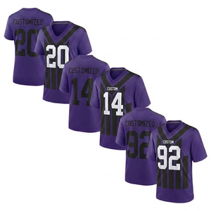 Maillot de football américain personnalisé respirant violet et noir, maillot de football personnalisé pour équipe, vêtements de sport brodés pour l'entraînement - Product Image 1