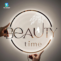 Enseigne lumineuse LED ronde moderne pour salon de beauté, enseigne personnalisée avec logo de marque illuminé, enseigne murale pour boutique