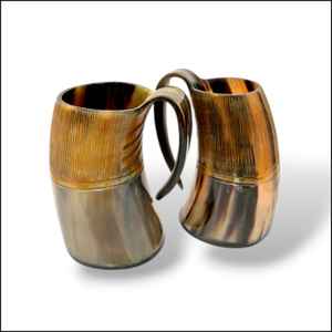 Mug à boire en corne naturelle avec poignée - Design moderne et écologique pour une utilisation en cuisine - Isolation thermique - Logo personnalisable - Product Image 2