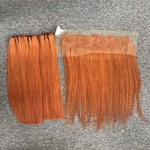 Extensiones de cabello de color naranja y jengibre, extensiones de cabello humano virgen liso natural de VQ Company - Product Image 5