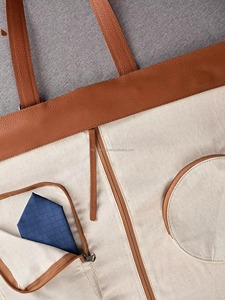Sac de transport pour costume en cuir véritable fait main par un artisan, robuste, avec fermeture éclair, décontracté, simple, pour les voyages d'affaires - Product Image 6