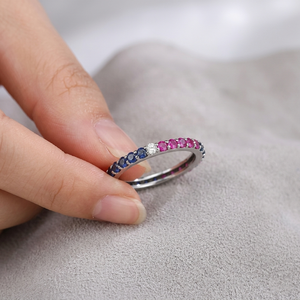 Memoria Jewels Precious Natural Diamond Gemstone 18k Solid White Gold Handmade Eternity Band <b>Rings</b> IGI/ Certified Luxury Gift - Product Image 5