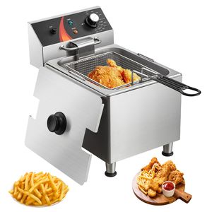 Freidora Eléctrica Comercial de Sobremesa de 1750W con Patas Ajustables, Cesta de Acero Inoxidable de 12Qt/11.5L - Product Image 6