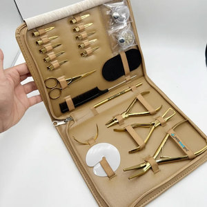 Pince à micro-liens en plasma doré, en acier inoxydable, courbée et plate, pour usage professionnel en salon, kit d'outils pour extensions capillaires - Product Image 6