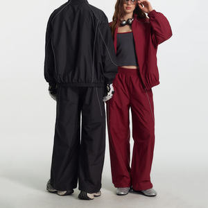 ชุดวอร์มสะท้อนแสงแบบ unisex ซิปเต็มตัว ชุดออกกำลังกาย น้ำหนักเบา ผลิตจากโพลีเอสเตอร์ เหมาะสำหรับใส่ในฤดูใบไม้ร่วง สีพื้น ทรงหลวม สำหรับผู้ใหญ่ - Product Image 3