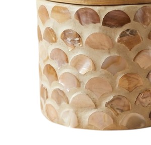 Boîtes et pots en nacre, vente en gros, mosaïque artisanale en coquillages, avec poignée en bois, pour décoration de table - Product Image 4