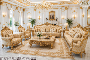 Juego de Muebles de Salón Estilo Palacio Majestic, Muebles de Madera de Cinco Plazas de Lujo Estilo Maharaja, Venta en el Reino Unido - Product Image 6