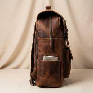 Luxury Genuine Leather Backpack <b>Men</b> Vintage <b>Travel</b> Laptop Rucksack Custom Waterproof Outdoor School <b>Bag</b> LBK-0103 - Product Image 6