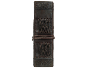 Wholesale Handmade Classic Embossed Dark Brown Vintage Hardcover Leather Notebook Beautiful Peacock Print Texture Customizable - Product Image 3