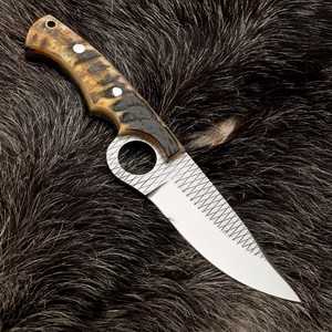 Damascus Steel Skinner Knife With Wood Handle 0.6mm Thickness Hunting Blade Single Edge Outdoor <b>Tool</b> - Product Image 2