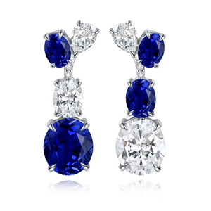 Pendientes Blancos para Mujer con Diamantes Cultivados en Laboratorio de Corte Ovalado, Estilo Clásico para Uso Diario - Product Image 1