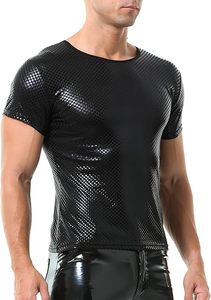 Chaleco de Cuero Sintético para Hombre, Camisetas de PVC Brillante, Camisetas sin Mangas de Cuero para Hombre, Impresión por Compresión Personalizada de Alta Calidad - Product Image 3