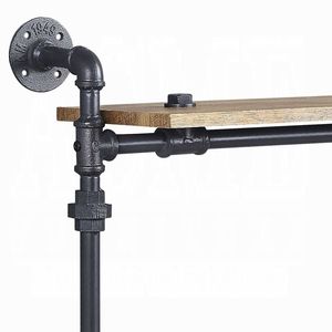 Estante de pared negro de roble y arena de 4 niveles con estantes de exhibición elegantes de tubo de metal - Product Image 5