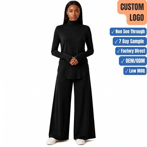 <b>Women</b>’s Long Sleeve Top and Wide Leg Pants Set Casual Two Piece Outfit Relaxed Fit <b>Modest</b> Clothing - Product Image 1